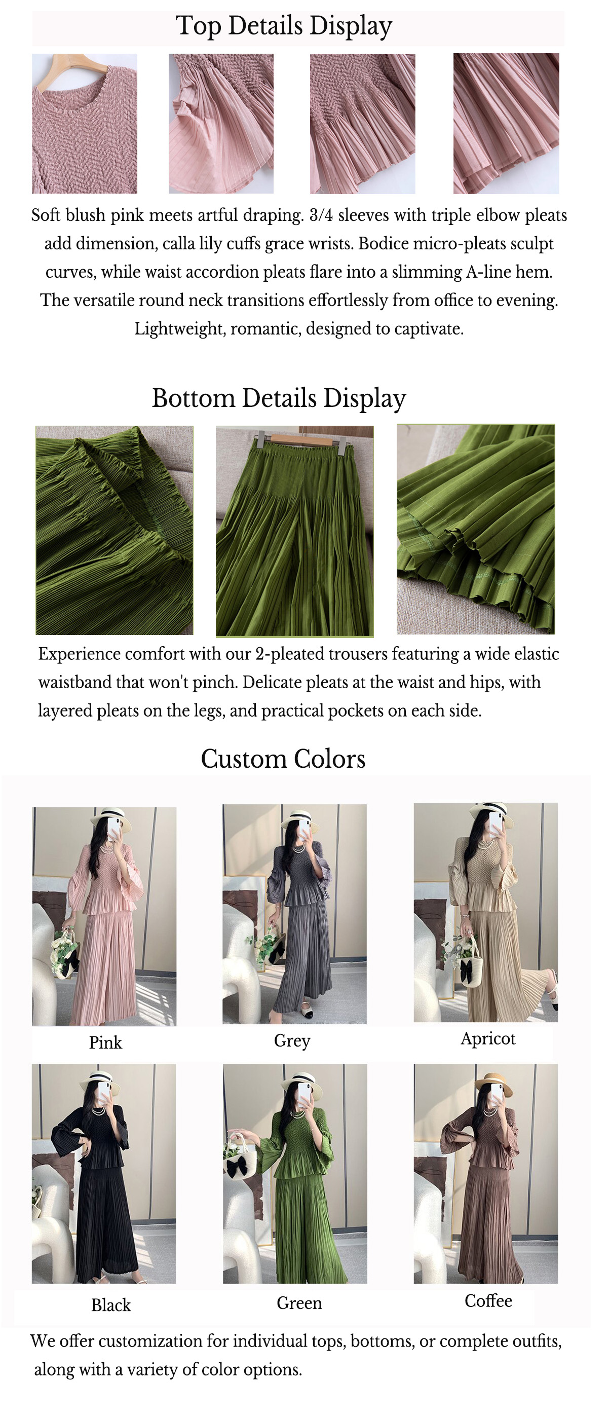 Olive Green Pleated Set