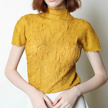 Women's Slim-Fit Short Sleeve Top for Summer – Textured & Flattering