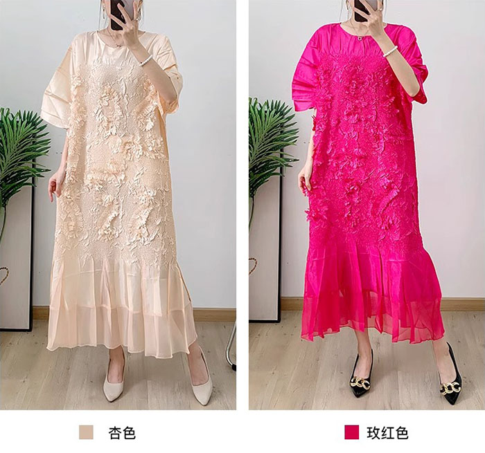 Coiled Floral Hand-Pleated Midi Dress 1