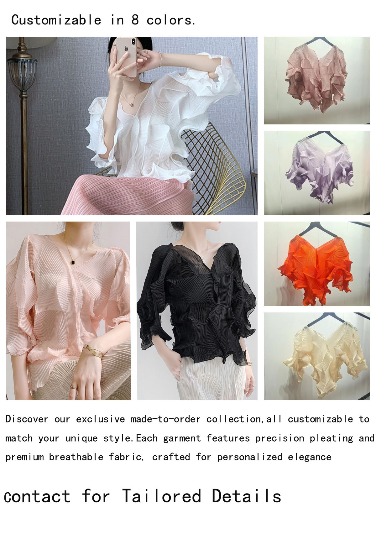 Women's Sheer V-Neck Pleated Top