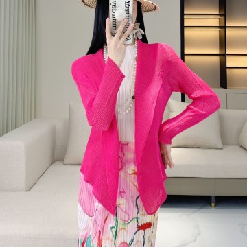 Chiffon Cardigan Sheer Pin Tuck Long Sleeve Top